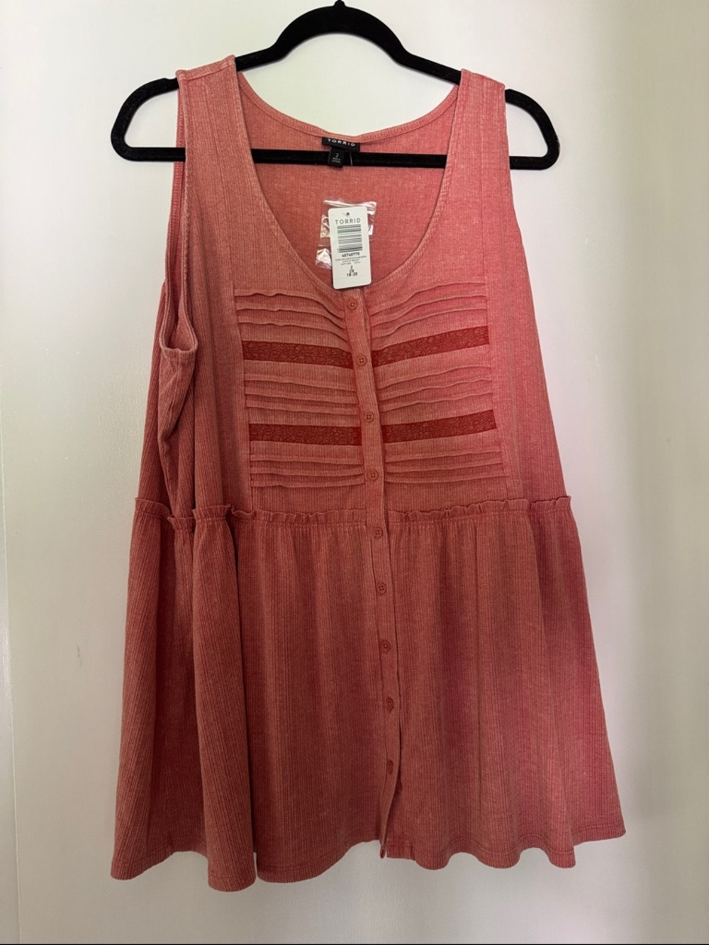 torrid Dusty Rose Button-Front Sleeveless Tunic Tank